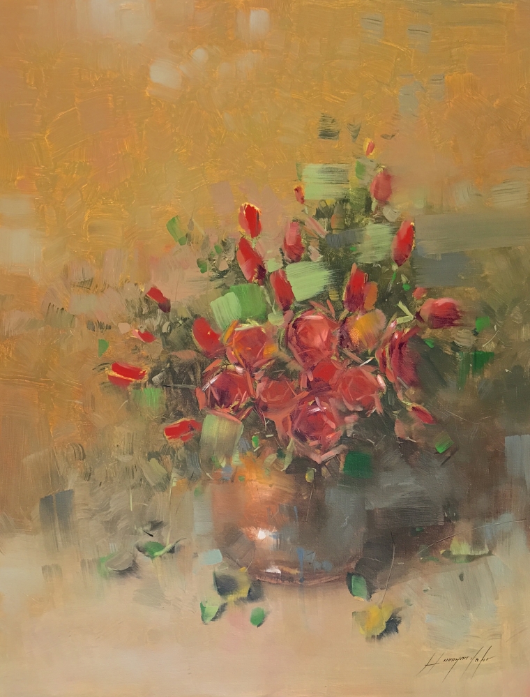 Red Roses, Oil Painting, Handmade artwork, One of a Kind     